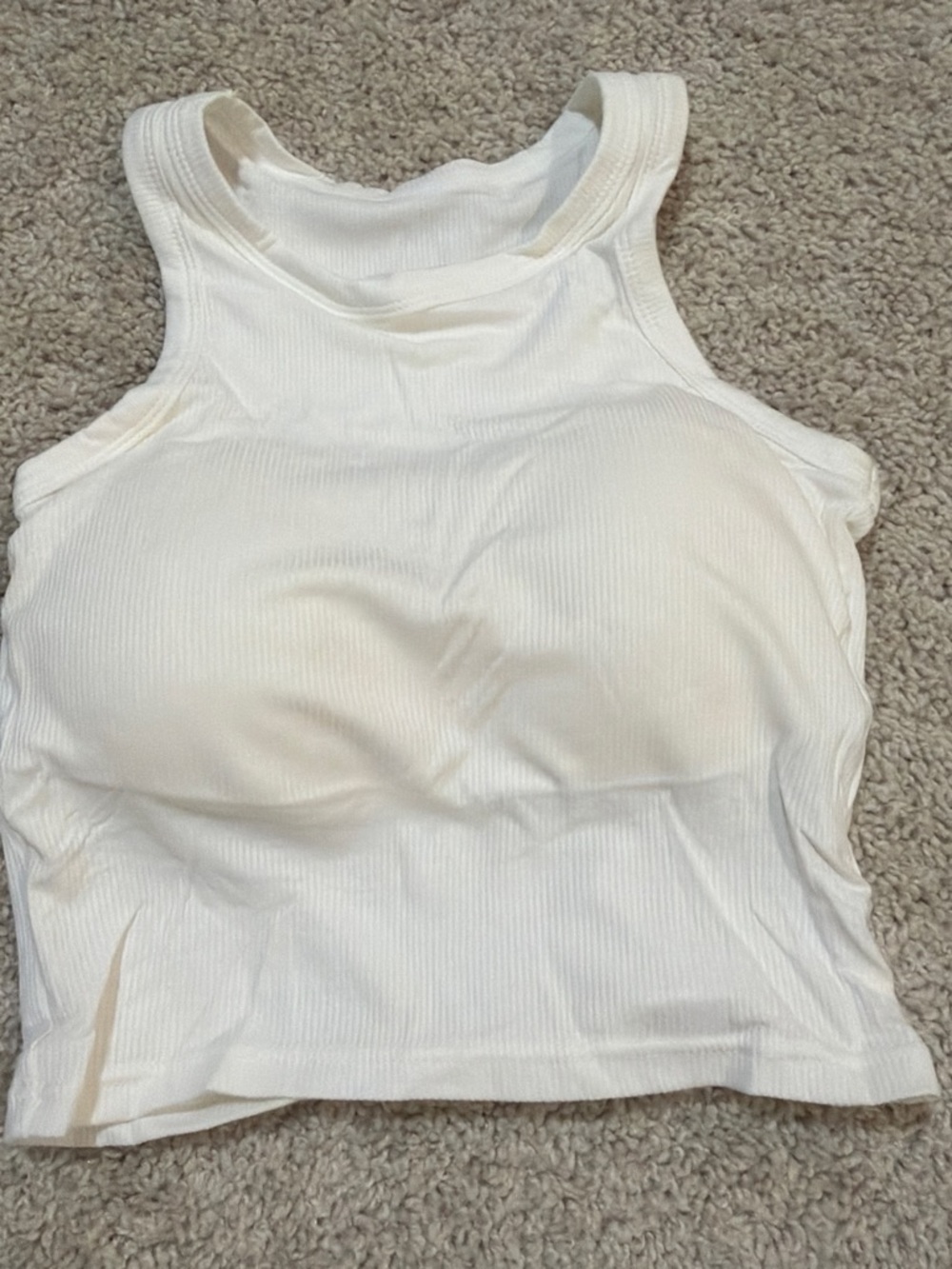 SHEIN White Ribbed High Neck Tank Top